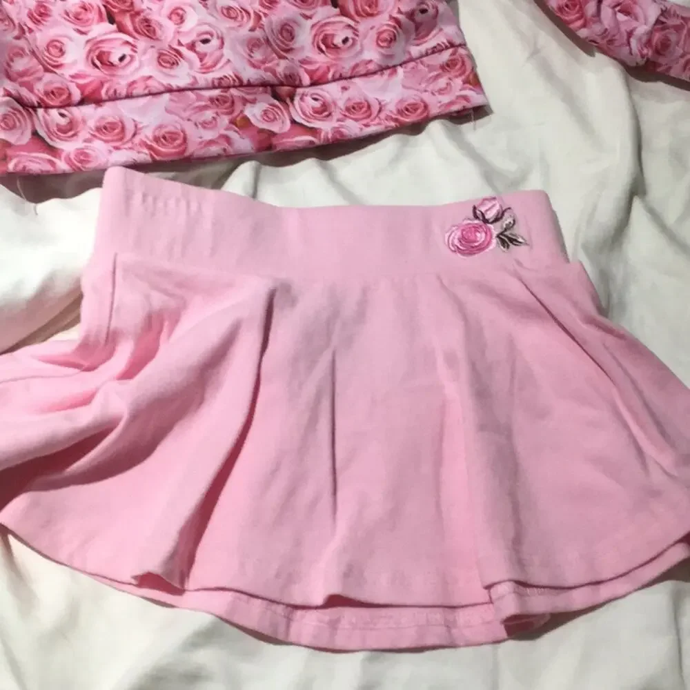 Betsey Johnson 2T rose top pink skirt set nwt